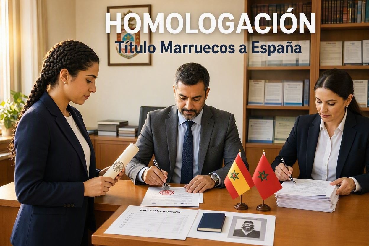 ```html Cómo Homologar un Título de Marruecos en España (Guía Completa 2026) Si has realizado tus estudios en Marruecos y quieres que tengan validez académica oficial en España para continuar estudiando, acceder a determinados empleos o acreditar tu nivel educativo, tendrás que solicitar la correspondiente homologación o convalidación. En el caso de los títulos expedidos en Marruecos existen dos aspectos especialmente importantes que debes tener en cuenta desde el principio: la legalización de los documentos y su traducción oficial al español. 🇲🇦 Antes de iniciar el trámite No basta con presentar una copia del título marroquí. Los documentos académicos deben cumplir los requisitos de autenticidad exigidos en España y, cuando estén redactados en árabe o francés, deberán acompañarse de una traducción oficial al castellano. 1. Dos requisitos importantes: Apostilla y Traducción Jurada Marruecos forma parte del Convenio de La Haya, por lo que determinados documentos públicos pueden legalizarse mediante la Apostilla de La Haya para que sean reconocidos oficialmente en España. Además, como buena parte de la documentación académica marroquí se expide en árabe o francés, será necesario aportar una traducción válida al castellano cuando así lo exija el procedimiento. ¿Qué documentos debes preparar? Diploma o título original, como el Baccalauréat. Certificado oficial de notas o Relevé de notes. Otros certificados académicos que puedan ser necesarios según los estudios que quieras homologar o convalidar. ¿Cómo es el proceso? 1. Apostilla de La Haya El primer paso consiste en obtener la Apostilla de La Haya para los documentos académicos que deban ser legalizados. La apostilla debe solicitarse ante las autoridades marroquíes competentes o mediante los sistemas oficiales habilitados para este procedimiento. 2. Traducción oficial al castellano Una vez preparados los documentos, aquellos que estén redactados en árabe, francés u otro idioma distinto del castellano deberán acompañarse de una traducción oficial admitida por la Administración española. Una de las opciones habituales es recurrir a un Traductor-Intérprete Jurado autorizado por el Ministerio de Asuntos Exteriores de España. ⚠️ Importante No presentes únicamente una traducción informal hecha por internet o por una persona no autorizada. Cuando el procedimiento exija una traducción oficial, esta deberá cumplir los requisitos establecidos por la Administración española. 2. Equivalencia de los estudios marroquíes en España La Administración española estudia la correspondencia entre los cursos realizados en Marruecos y los niveles del sistema educativo español. La homologación final depende de los estudios cursados y de la documentación aportada. 🎓 Baccalauréat marroquí Si has obtenido el Baccalauréat en Marruecos, puedes solicitar su homologación al título español de Bachiller, siempre que cumplas los requisitos académicos establecidos. Este reconocimiento puede ser necesario para acceder a determinados estudios superiores en España, aunque las universidades pueden exigir además sus propios requisitos de admisión. 📘 Estudios de Educación Secundaria Los estudios secundarios realizados en Marruecos pueden ser objeto de convalidación o reconocimiento respecto a los cursos correspondientes del sistema educativo español, incluyendo determinados niveles de Educación Secundaria Obligatoria. 💡 Ten en cuenta No todos los expedientes son idénticos. La equivalencia dependerá de los cursos superados, las materias estudiadas y el nivel académico alcanzado. 3. Presentación de la solicitud en España Una vez preparados los documentos académicos, la apostilla y las traducciones correspondientes, podrás iniciar el procedimiento de homologación o convalidación ante la Administración española. Muchos de estos trámites pueden iniciarse de forma telemática, aunque también pueden existir otras vías de presentación dependiendo del procedimiento. 1. Documento de identidad Deberás aportar un documento válido para acreditar tu identidad, como el pasaporte o, si ya resides en España, la TIE u otro documento admitido. 2. Formulario oficial Tendrás que cumplimentar el formulario correspondiente a la homologación o convalidación que quieres solicitar. 3. Justificante del pago de la tasa Para determinados procedimientos, como la homologación al título español de Bachiller, puede ser necesario abonar la correspondiente Tasa 079 mediante el Modelo 790. Otros procedimientos pueden estar exentos de pago, por lo que conviene comprobarlo antes de realizar el ingreso. 4. Documentación académica Deberás presentar los títulos, certificados de notas y demás documentos académicos exigidos, debidamente legalizados o apostillados cuando corresponda. Cuando los documentos estén redactados en árabe, francés u otro idioma diferente del castellano, deberán acompañarse de su traducción oficial al español. 📄 Organiza bien tus archivos Antes de enviar la solicitud, comprueba que cada documento sea perfectamente legible y que puedas identificar fácilmente el original, la apostilla y su traducción correspondiente. Esto puede ayudarte a evitar requerimientos posteriores de documentación. 4. ¿Cuánto tarda en resolverse? El tiempo de resolución depende del tipo de estudios, la documentación aportada y la carga de trabajo de la Administración. ⏳ Estudios no universitarios: Los expedientes pueden tardar varios meses en resolverse. Cómo Homologar un Título de Marruecos en España (Guía 2026)